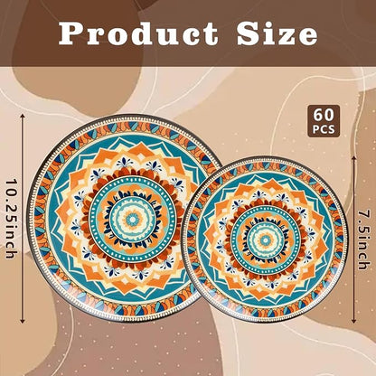 60PCS Bohemian Plastic Plates - Image 3