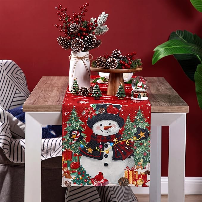 Gilprop 3 Pcs 4th of July Table Runners Snowman Tablecloth, 13x72 Inch | - Image 2