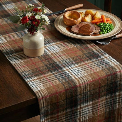 Artoid Mode Coffee Brown Farmhouse Plaid Retro Fall Table Runner, Thanksgiving - Image 4