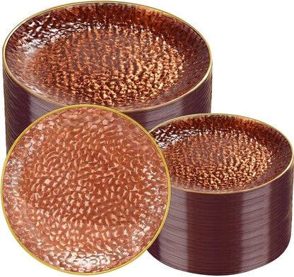 Rubtlamp 100Pcs Amber Gold Plastic Plates, Disposable Plates by Rubtlamp