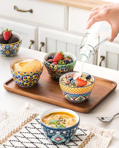 HENXFEN LEAD Bouillon Cups 8 Oz, Small Bowls for Dessert, Yogurt, Dips, Ice Cream, Dipping Sauce Bowls Set of 6, Microwave & Dishwasher Safe – Bohemian Style
