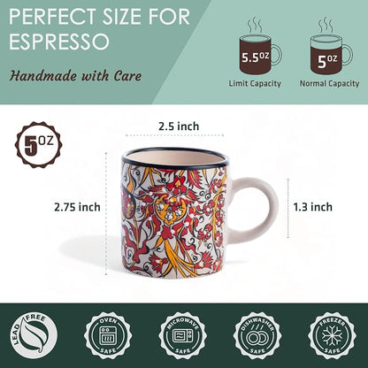 Ceramic Espresso Cups, 5 Oz Espresso Cups Set of 4, Handmade Espresso Cup - Image 2