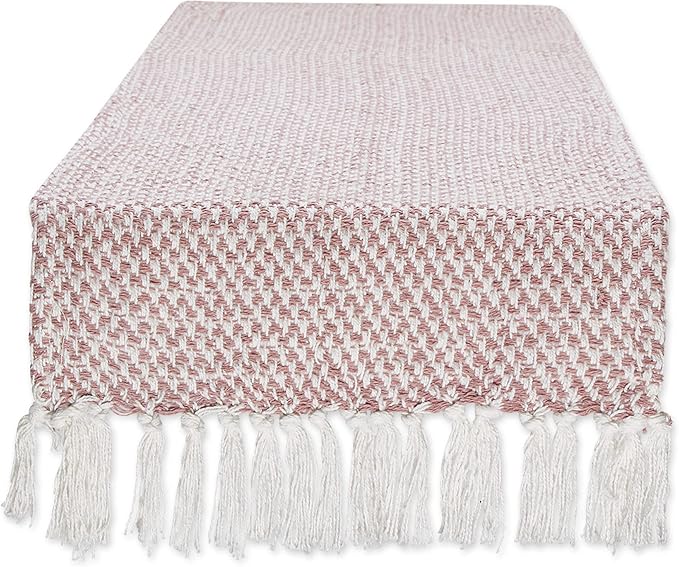 DII Woven Basics Collection 100% Cotton Knit Table Runner, Pale Mauve by DII