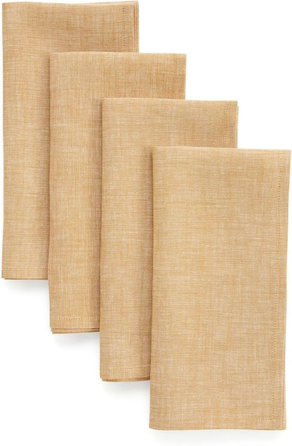 Solino Home Linen Cloth Napkins Set of 4-100% Pure Linen Golden Nugget Dinner Napkins 20 x 20 Inch for Spring, Easter - Athena, Handcrafted and Machine Washable