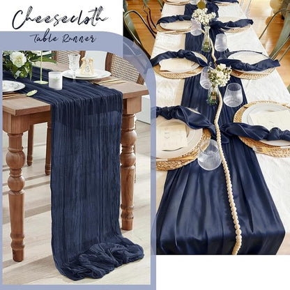 3 Pack Navy Blue Cheesecloth Table Runner, 17 x 108 Inch, Gauze Cheese Cloth - Image 7