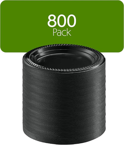 PLASTICPRO 800 PCS Black Plastic Plates Light Weight 6 Inch Plastic Dessert - Image 7