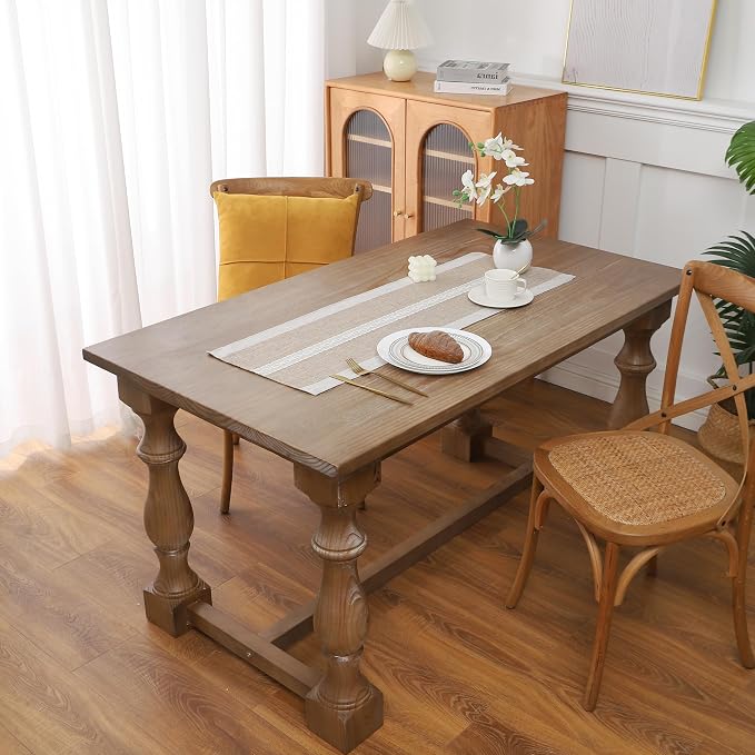 Gernaice Boho Table Runner, Rustic Cotton Linen Farmhouse Table Runners - Image 2