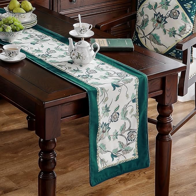Patdrea Designer French Floral Velvet Table Runner, Decorative Runner - Image 2
