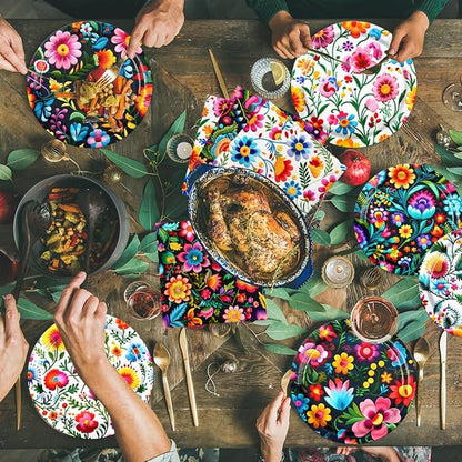 Cinco De Mayo Decorations-60Pcs Colorful Flower Fiesta Plates and Napkins - Image 5