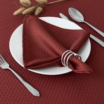 maxmill Fall Cloth Napkins 20 x 20 Inch Weaved Pattern Soft Comfortable and Luxury Serviette for Harvest Thanksgiving Family Dinners Weddings Parties and Banquets Set of 4 Pieces, Rustic Brick