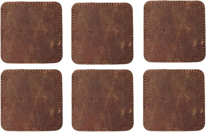 Set of 6 Coaster Geniune Leather Tea Coasters by RusticVintage