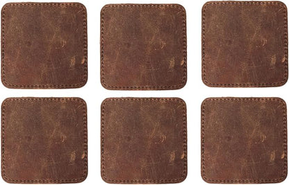 Set of 6 Coaster Geniune Leather Tea Coasters by RusticVintage