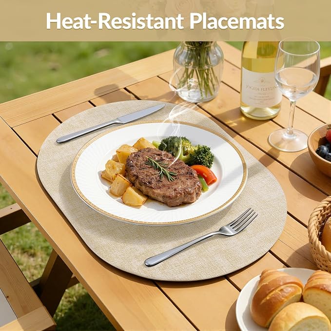 Placemats Set of 6, 11.8 x 17 Inch, Waterproof Wipeable Reversible PU Placemat - Image 4