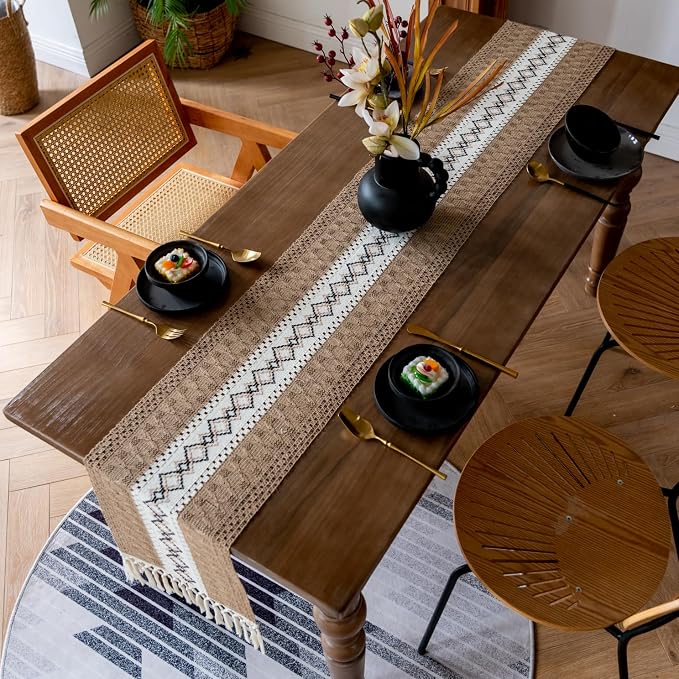 EMMTEEY Macrame Table Runner Boho Style 36 Inches Long, Scratch & Heat Resistant - Image 7