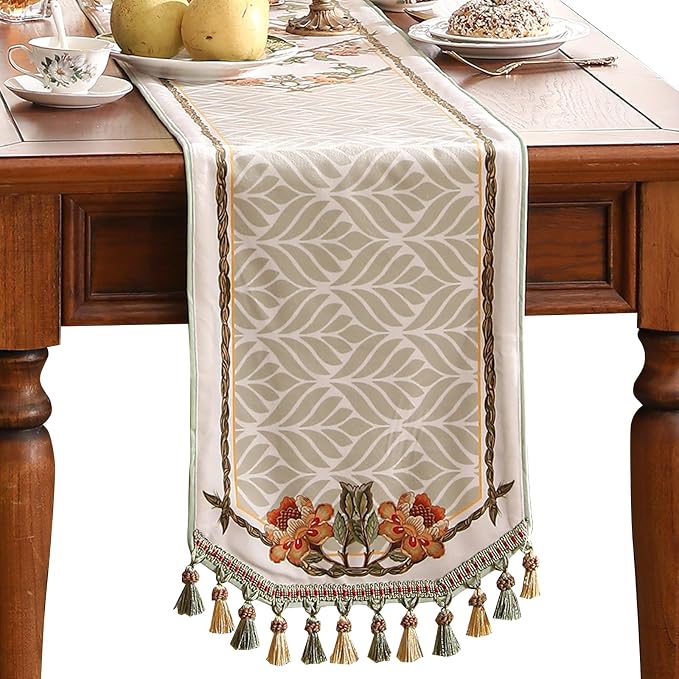 Patdrea Designer Elegant French Velvet Table Runner, Floral Print, Thanksgiving by patdrea
