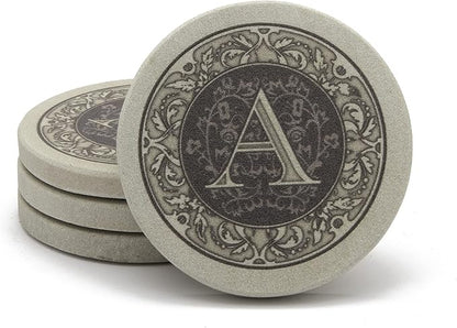Thirstystone Monogram Letter Absorbent Sandstone Coaster 4-Pack | Manufactured - Image 4