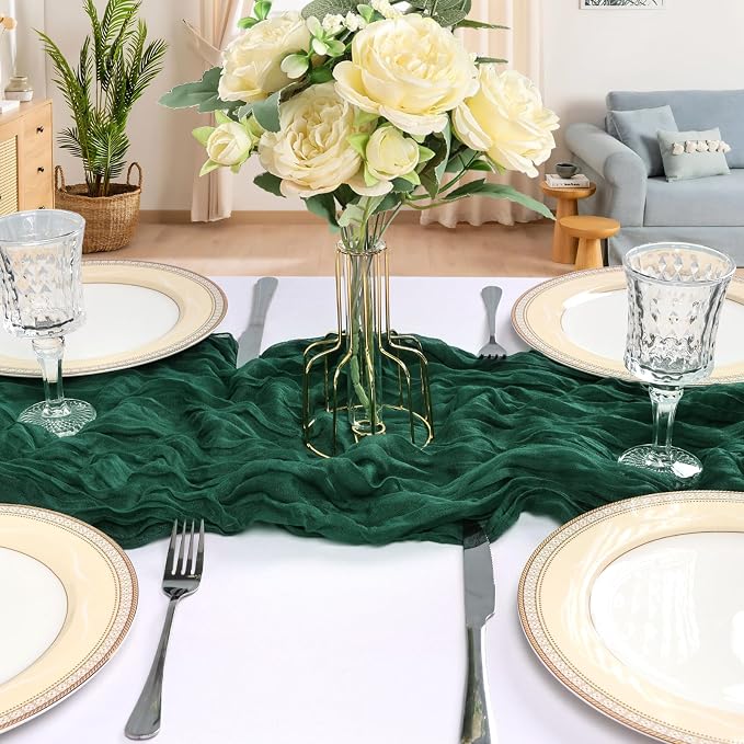 6 Pack 10Ft Emerald Green Cheesecloth Table Runner 23 x 120 Inch | Gauze Rustic - Image 4
