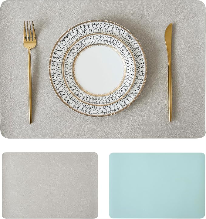 Leetaltree Reversible Faux Leather Placemats 12x17 Inch, Heat Resistant - Image 9