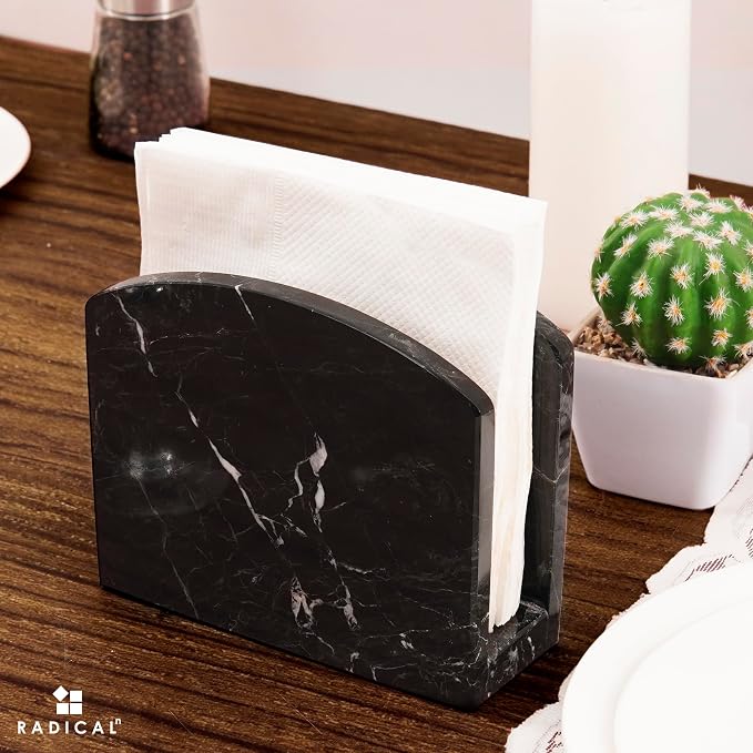 Radicaln Marble Napkin Holder 5.5" Inch Black Handmade Serviette Holder - Image 6
