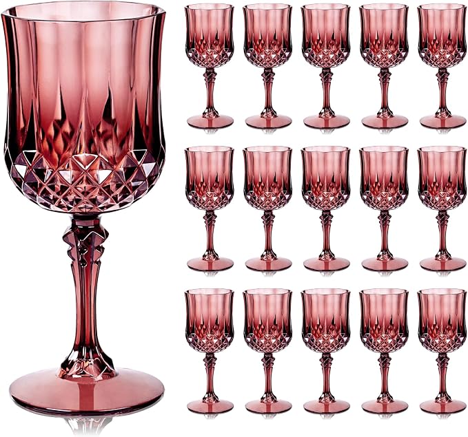 Ciaell 24 Pack Burgundy Plastic Wine Glasses by Ciaell