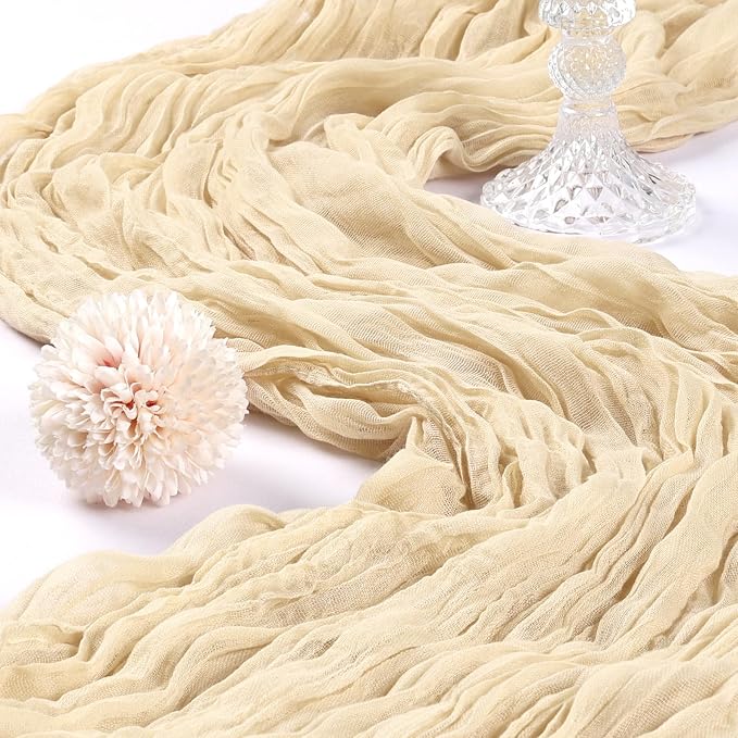 6 Pack 10Ft Beige Cheesecloth Table Runner 23 x 120 Inch | Gauze Rustic Boho - Image 3
