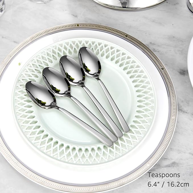Premium Aline 8-Piece 6.4-Inch Teaspoon Set | 18/10 Stainless Steel Teaspoons; - Image 5