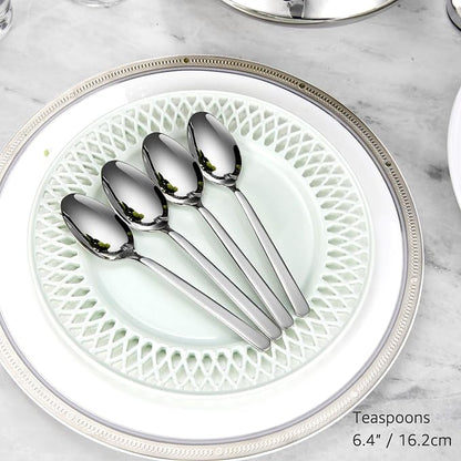 Premium Aline 8-Piece 6.4-Inch Teaspoon Set | 18/10 Stainless Steel Teaspoons; - Image 5