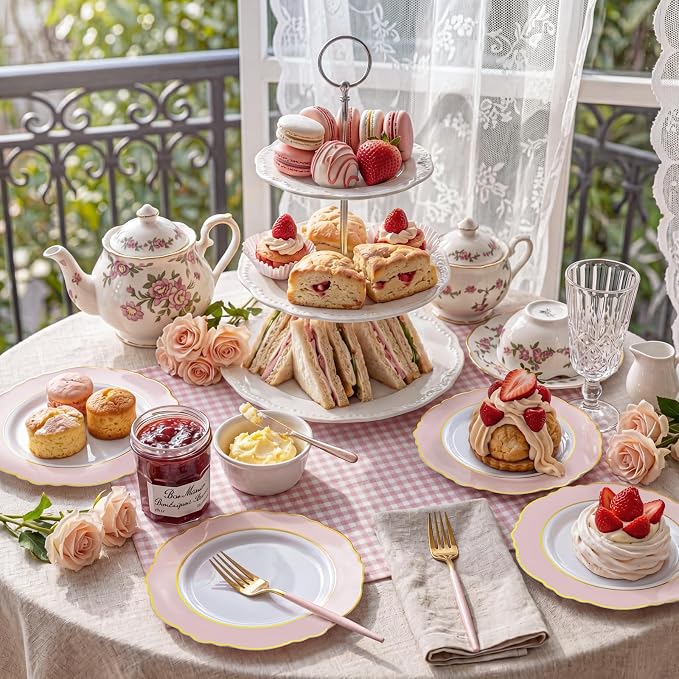 60pcs Pink Dessert Plates - Image 2