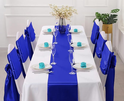 Horbaunal 2 Pack Royal Blue Satin Table Runner 12 x 108 Inch | Smooth Table - Image 2