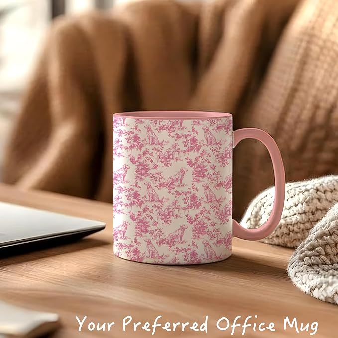 Pink Chinoiserie Golden Retriever Mug, Toile de Jouy French Country Dog Coffee - Image 4