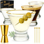 VEMACITY Stemless Martini Glasses Set of 4 | Hand-Applied Gold Rim | Includes by Vemacity
