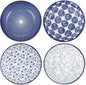Selamica Porcelain 40oz Large Serving Bowls 9 inch Big Pasta Bowls Set of 4 for Eating, Microwave and Oven Safe, Vintage Blue