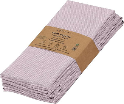 Ruvanti Cloth Napkins Set of 6, 18x18 Reusable Napkins Cloth Washable, Soft & Durable Table Napkin, Poly Cotton Fabric Dinner Napkins for Parties, Christmas, Thanksgiving, Weddings - Mauve