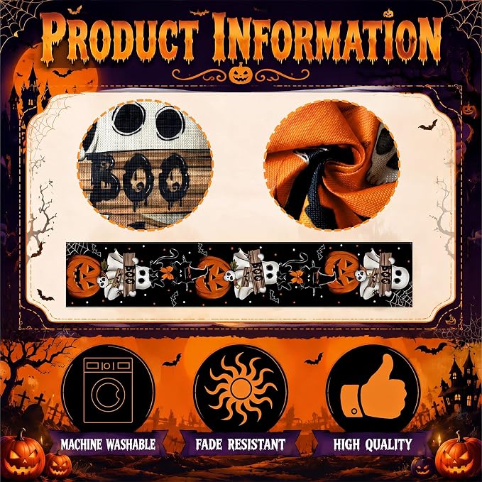 Gilprop 3 Pcs Halloween Table Runners Gothic Tablecloth, 13x72 Inch | Farmhouse - Image 4