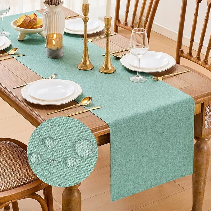 YATOJUZI Sage Green Table Runner Seasonal Sage Green Kitchen Dining Coffee by YATOJUZI