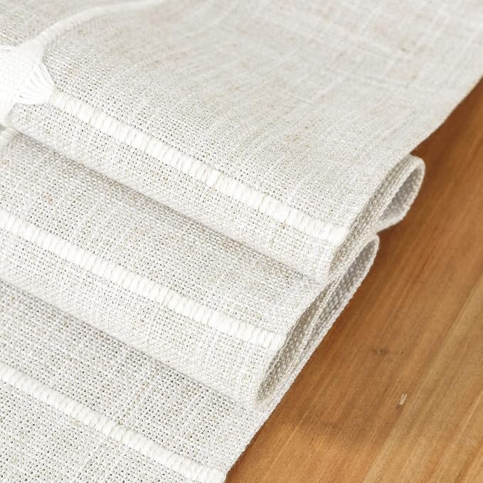 NEWISHER Rustic Embroidered Plaid Cloth Table Runner 48 inches, Farmhouse - Image 5
