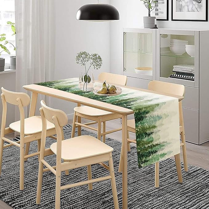 Forest Pine Trees Table Runner, Woodland Tabletop Scarf Home Kitchen Holiday - Image 3
