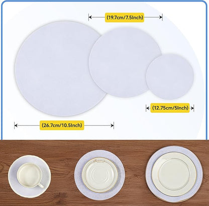 Imncya Separators Storage for Plates, Set of 90 and 3 Sizes, Protective Stacking Separators for Fine China, Dinner Plates, Cups & Saucers（White）