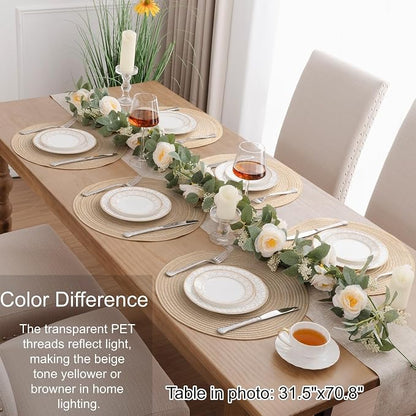 SHACOS 15 inch Beige Round Placemats Set of 12 - Image 6
