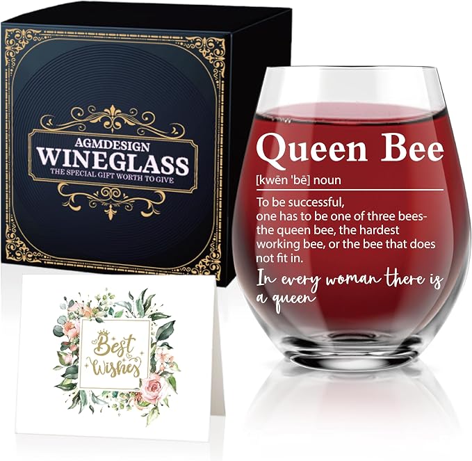 AGMDESIGN Queen Bee Definition Wine Glass, Retirement Thank You Gifts by Unknown