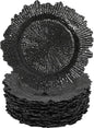 LOYALHEARTDY 24 Pack 13 Inch Black Charger Plates, Plastic Reef Textured Rim Round Decorative Underplates for Wedding, Party, Dinner Table