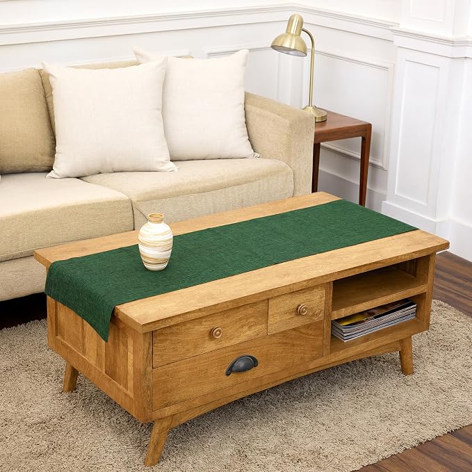 Solino Home 100% Pure Linen Table Runner Forest Green, Athena 14 x 60 in | by SolinoHome