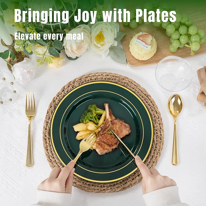 175PCS Green Plastic Plates - Image 9
