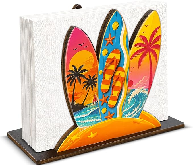 Surfboard Decor Wood Napkin Holder by Unknown