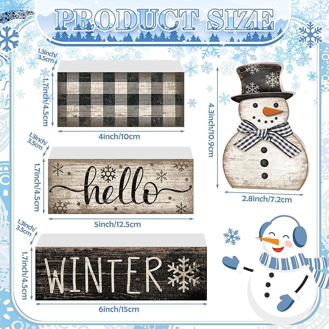 Moucuny 4 Pcs Snowman Christmas Decor Winter Table Decorations Christmas Tiered - Image 2