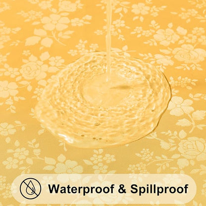 Smiry Round Table Cloth, Waterproof Heavy Duty Vinyl Tablecloths, Wipeable Washable Table Cover for Kitchen and Dining Room (Mustard Yellow, 70" Round)