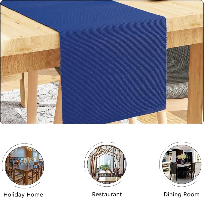 Encasa XO Dining Table Runner 13"x98" | Yarn Dyed Fine Ribbed Cotton | Solid - Image 4