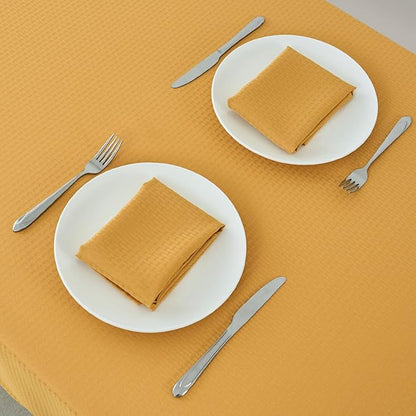 maxmill Cloth Napkins Weaved Texture Pattern Soft Comfortable and Luxury Serviette for Restaurant Family Dinners Weddings Parties and Banquets Set of 4 Pieces, 20 x 20 Inch Ochre Yellow