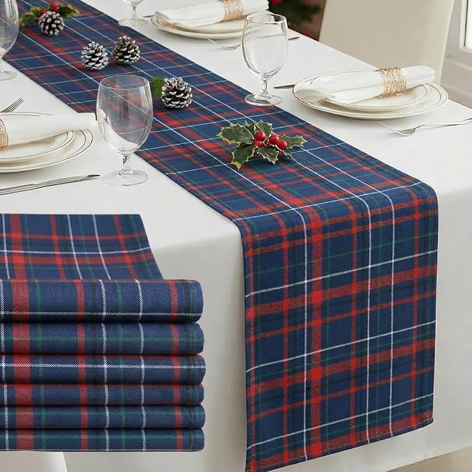 Gilprop 6 Pcs 72 x 13'' Tartan Plaid Babyshower Table Runner Vintage Birthday - Image 5