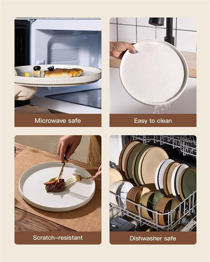 Ceramic Dinnerware Set for 4, 8-Piece Flat Dinner Plates and Salad Plates | - Image 7